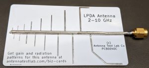 PCB0040-Log-Periodic-Dipole-Array-Antenna-PCB-in-with-SMA-Semi-Rigid-Coax-Soldered