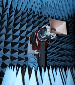 S-Band 3-D Printed Horn Antenna in Anechoic Chamber P1