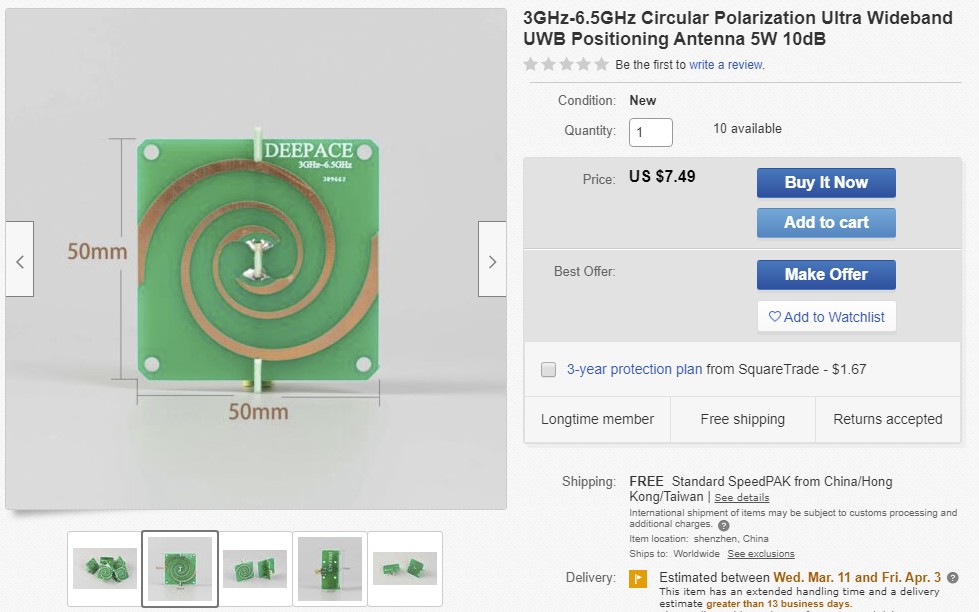 UWB Circularly Polarized Antenna eBay Listing